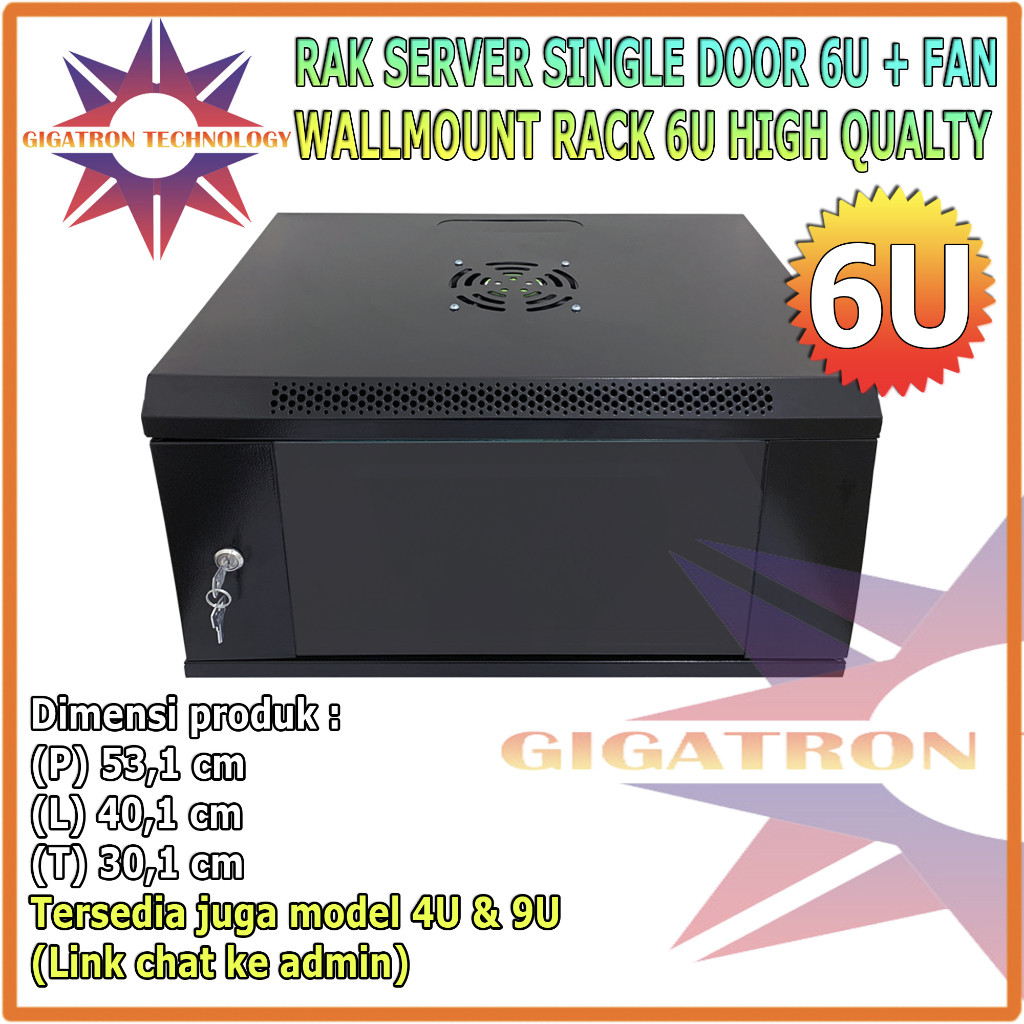 Wallmount Rack Server 6U / Wallmount Rack 6U / Rak Server Ukuran 6U Single Glass Door / Rak Server S