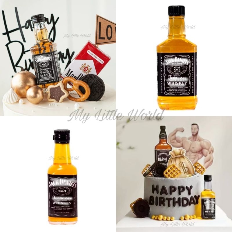 Miniatur Botol Minuman Alkohol Jack JD Chivas CR Beer Liquor Cake Topper Hiasan Dekorasi Kue Ulang T