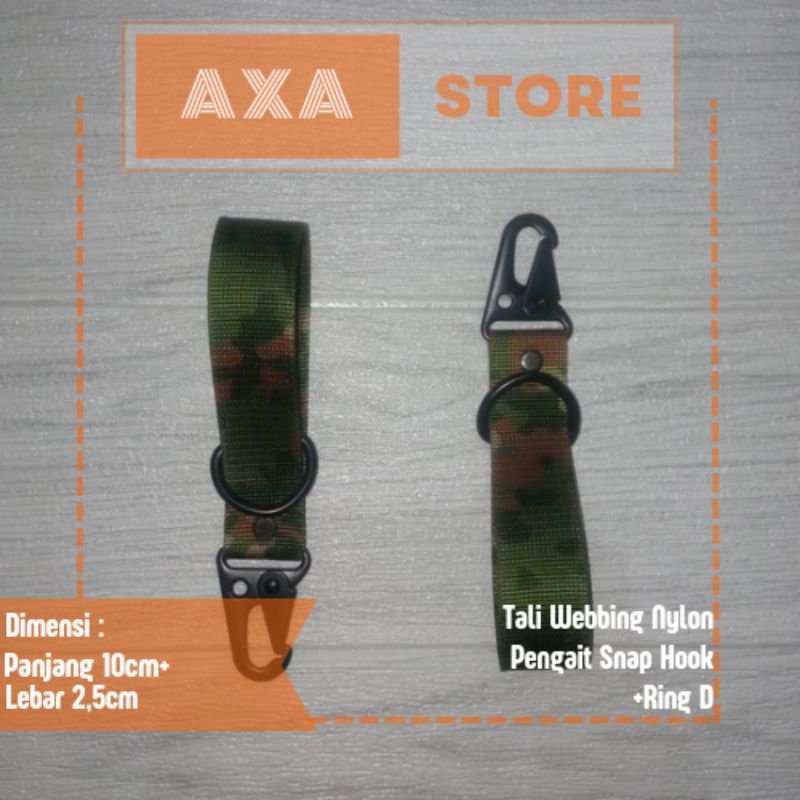 Gantungan Kunci Webbing Nylon Tebal Motif Camo Army Bahan Premium