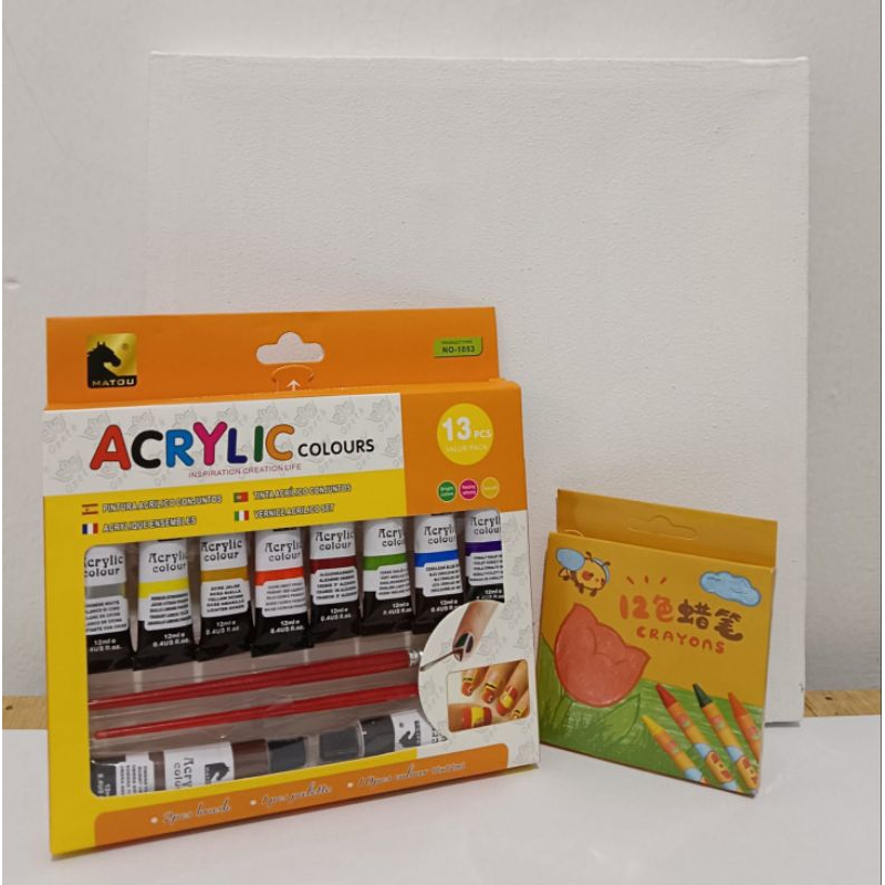 

Paket Melukis (cat acrylic, kanvas 30x30, crayon 12w)