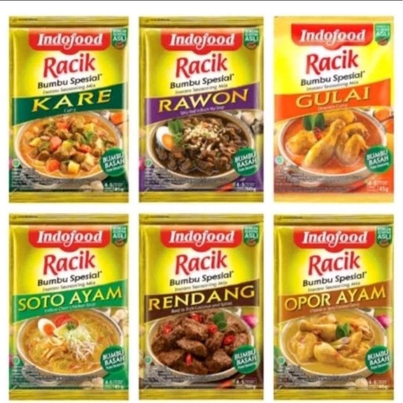 

Bumbu Spesial Racik Indofood Kare / Gulai / Opor Ayam / Rendang / Soto Ayam/ Rawon