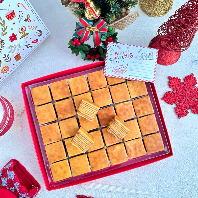 

Hampers Natal Christmas Lapis Legit Premium Bite isi 30 bite, 5 Varian Rasa, Premium Kue Lapis Legit