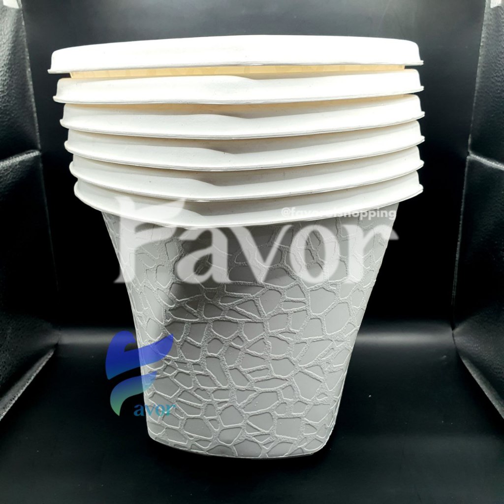 Pot Spiral Twister 20 PUTIH MOZAIK KORAL Estetik Motif Elegan Bertekstur