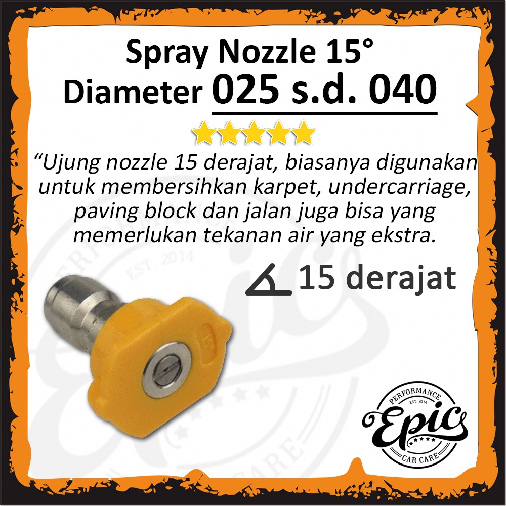 Nozzle Jet Cleaner Orange 15 Derajat Quick Release Jet Cleaner Nozzle Sprayer Nozzle Semprotan Air N