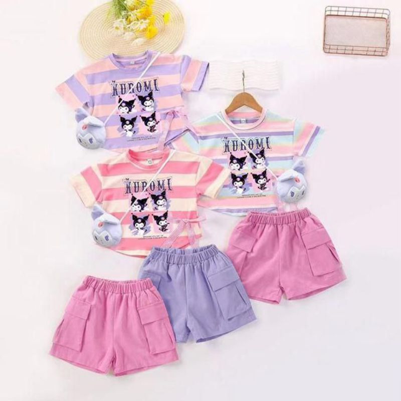 baju kuromi anak perempuan/setelan cargoanak usia 1-5thn/setelan kuromi/setelan kuromi anak