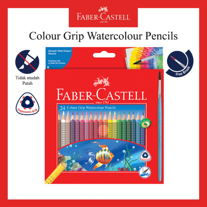 

PENSIL WARNA BESAR / COLORED PENCIL / PENSIL WARNA FABER CASTELL WATERCOLOUR / WATERCOLOR GRIP 24