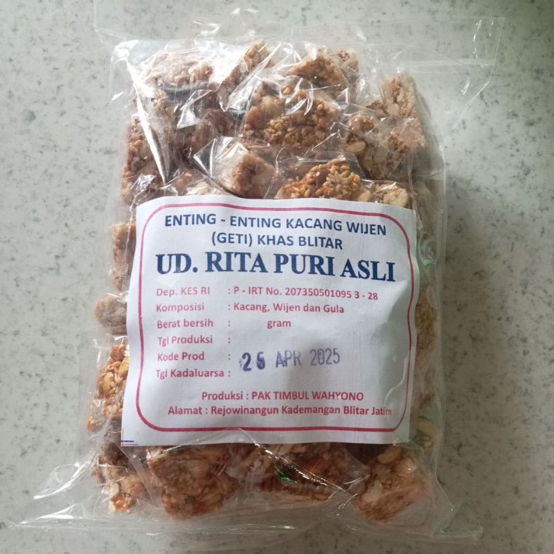 

Enting Geti Kacang Wijen Khas blitar Rita Puri Asli