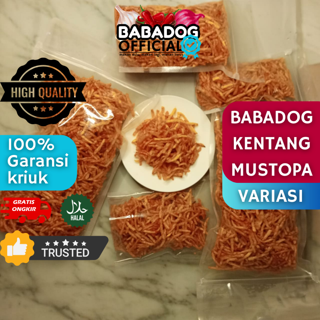 

SNACK CAMILAN KENTANG OLAHAN KENTANG MUSTOPA PEDAS MANIS 100gr - 1Kg BUMBU KHAS BABADOG OFFICIAL