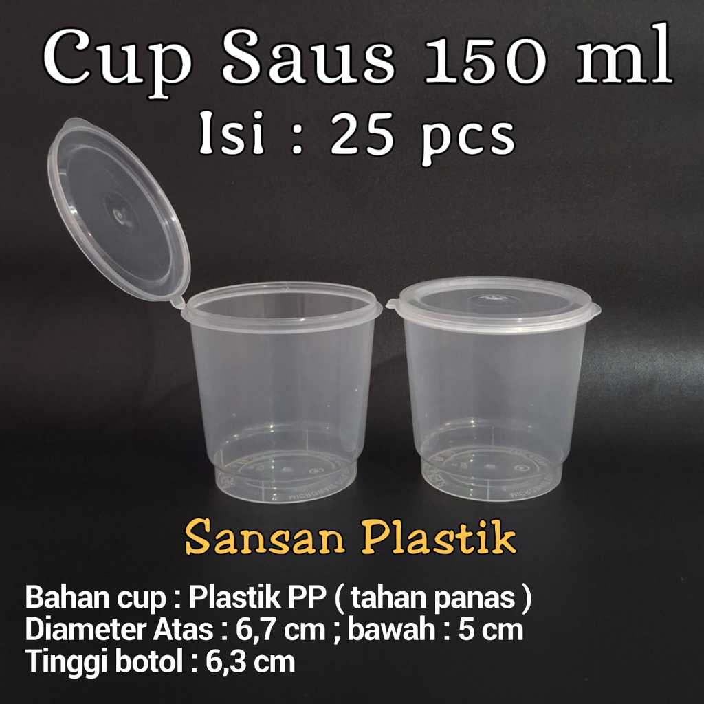 Thinwall cup 150 ml Tutup Sambung / Cup Saus 150ml isi 25 pcs