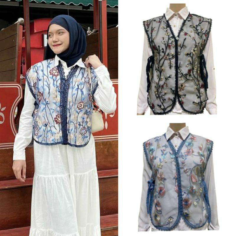 Vest brukat Tile Gardenia / Outer Tile / Rompi Brokat / Vest Brokat Gardenia / Vest Brokat Kondangan