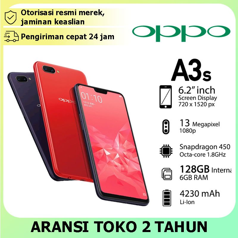 hp OPPO A3S ram 6/128GB 4G LTE Smartphone GARANSI 1 TAHUN 99% Baru