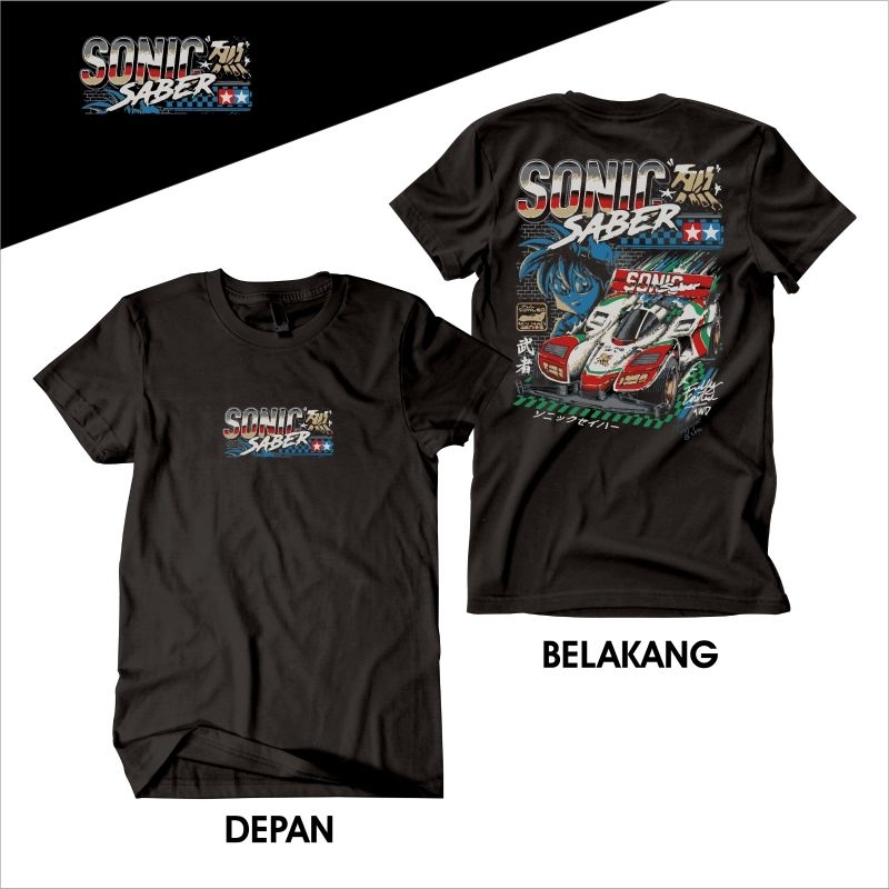 Kaos Nostalgia Tamiya Sonic Saber Kaos Tamiya Unik Mobil mainan Mini 4wd