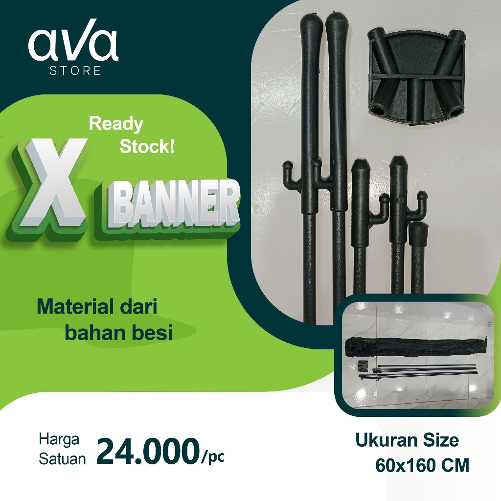 X BANNER BAHAN BESI 60x160 / Stand X Banner Promosi Standing Tiang