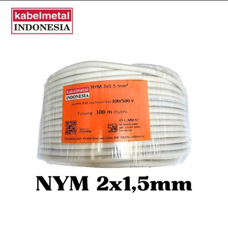 Kabel NYM METAL 2x1.5 Meteran SNI