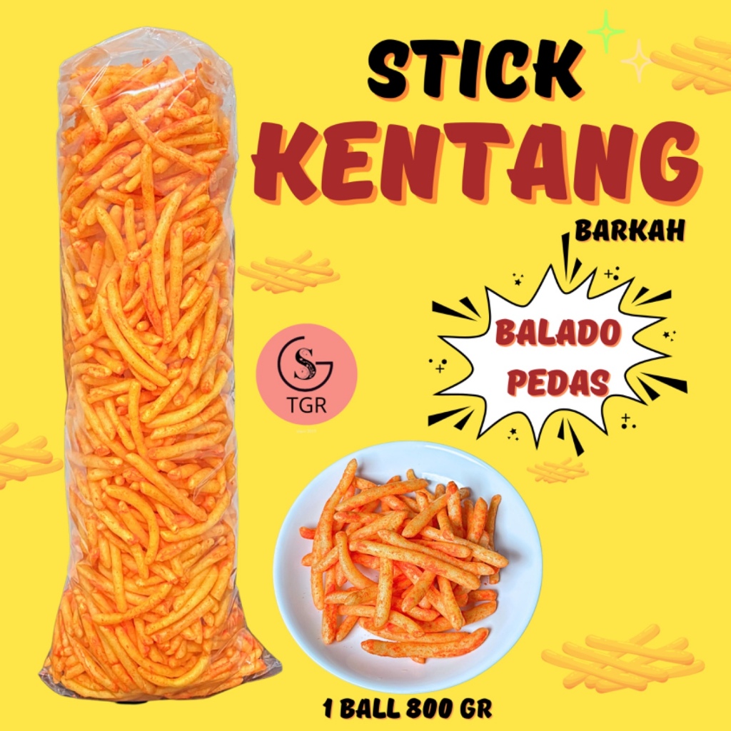

1 Ball Stick Kentang Rasa Balado Pedas Cemilan Renyah - 800gr