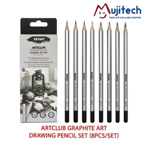 

1 PACK KENKO ARTCLUB DRAWING PENCILS PENSIL GAMBAR 2B 3B 7B 8B H 2H HB