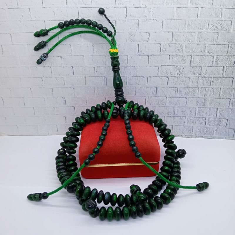 tasbih tijani akar bahar hijau full benang rajut A393