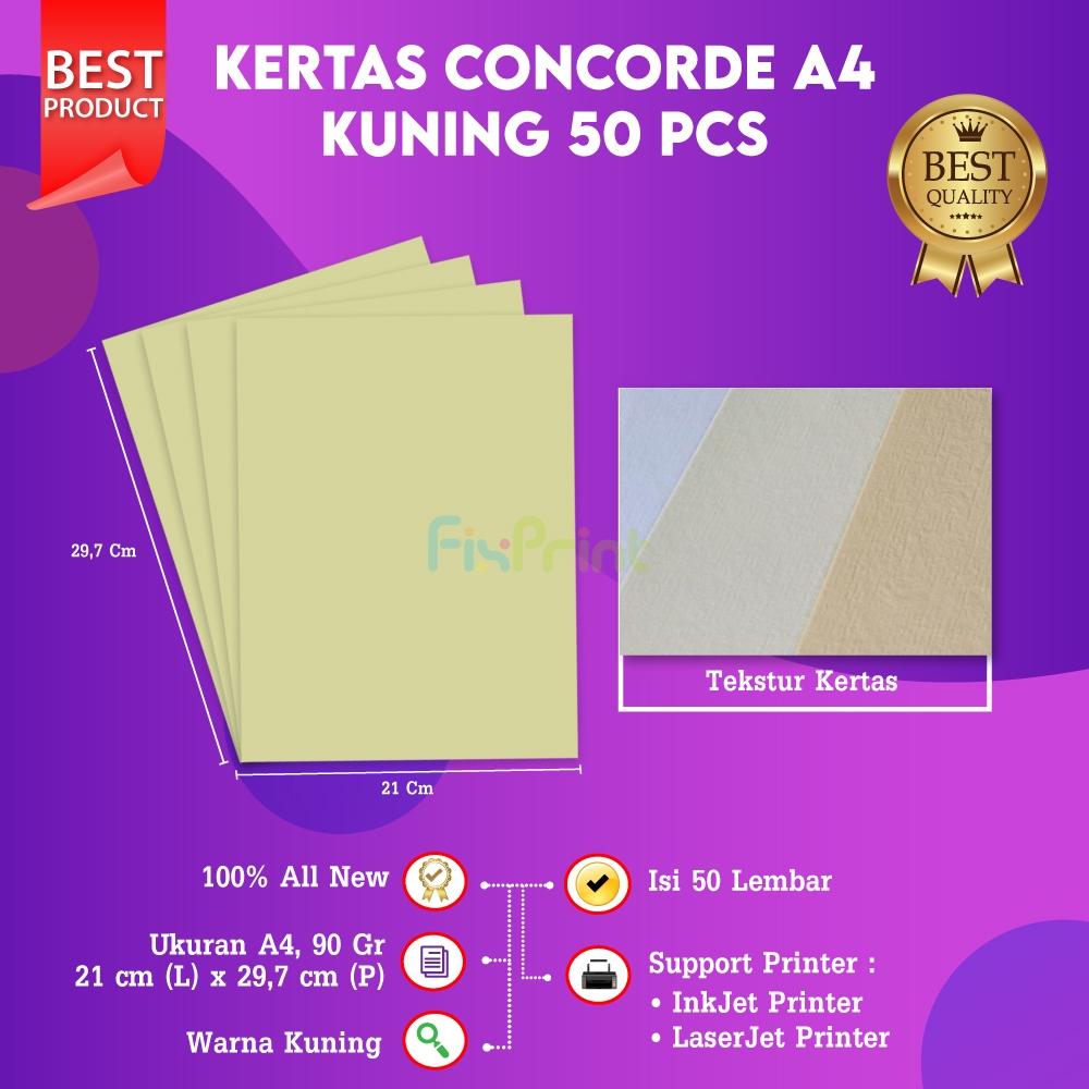 

FixPrint Concorde Paper A4 90gr Kertas Piagam Undangan Kartu Nama Sertifikat