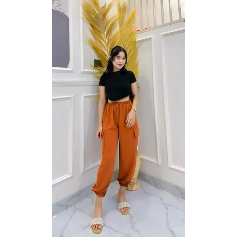 Celana Joger Cargo Pants Crinkle tali Serut Jumbo/Jogger Cargo Serut Cringkel Airflow