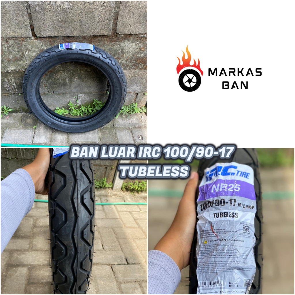 BAN LUAR IRC 100/90-17 TUBLESS || BAN LUAR BELAKANG VERZA /MEGAPRO 100/90-17 IRC TUBELESS