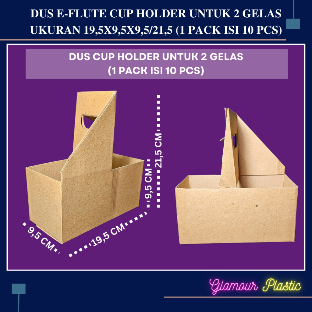

Dus E-FLUTE Cup Holder untuk 2 Gelas Ukuran 19,5X9,5X9,5/21,5 CM (1 PACK ISI 10 PCS)/CUP HOLDER/BOX CUP/CUP HOLDER