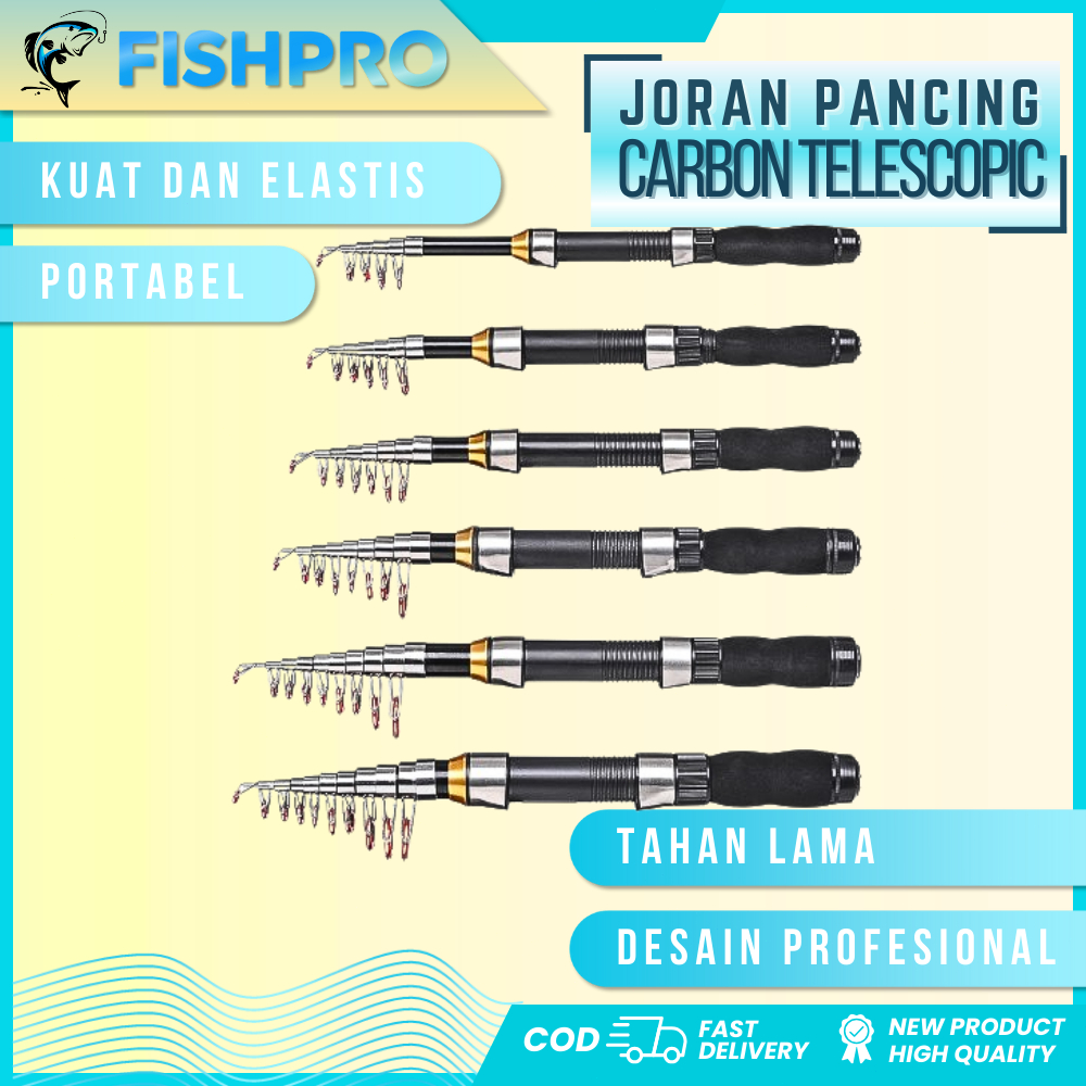 Joran Pancing Laut Karbon Fiber Telescopic 1.2M – 2.3M | Tongkat Pancing Lure Import | Fishing Rod P