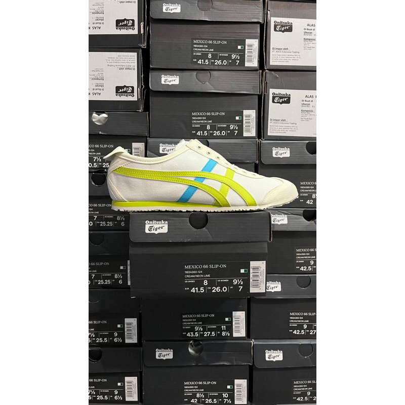 DISKON GEDE UNDERRETAIL Onitsuka Tiger Mexico 66 Slip-On Cream/Neon Lime 1183A360-124 ORIGINAL RESMI