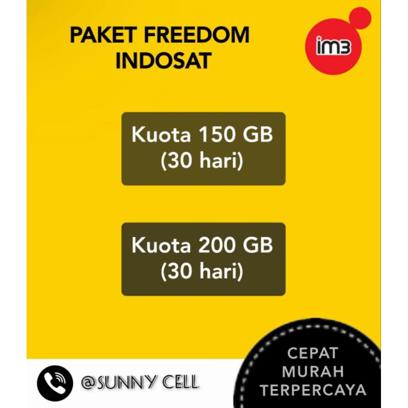 Paket Freedom Indosat jumbo kuota 150 GB 200GB