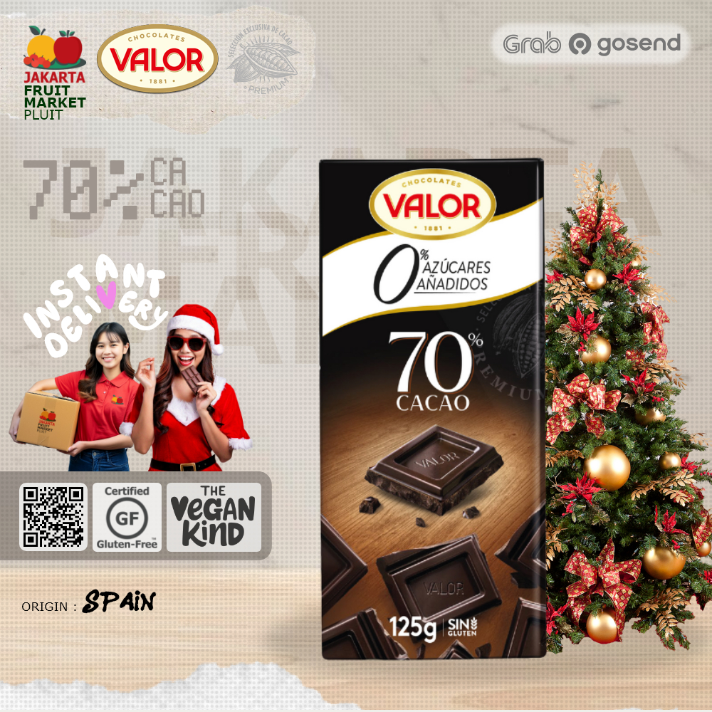 

VALOR 70% DARK CHOCOLATE 100GR coklat import sugar free bebas gula