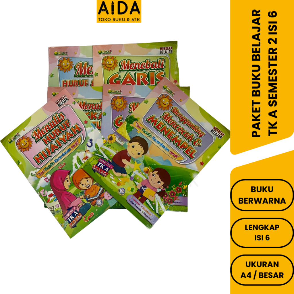 Paket Buku TK A Semester 2 / Buku Paket Untuk TK A Semester 2 Lengkap ORI 6 set GOS