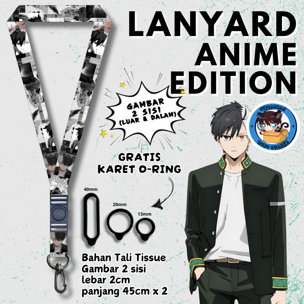 

Lanyard Panjang Anime 2 Sisi / Wind Breaker / gantungan kunci layard keychain