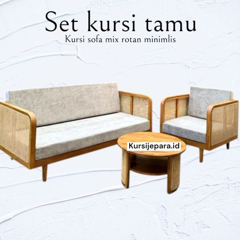 SET KURSI TAMU MIX ROTAN MINIMALIS SOFA ROTAN KURSI ROTAN