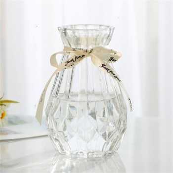 [COD] NISEVEN Vas Bunga Kaca Estetik Crystal Ribbon Flower Vase Fas Tempat Aesthetik Kristal Mewah -