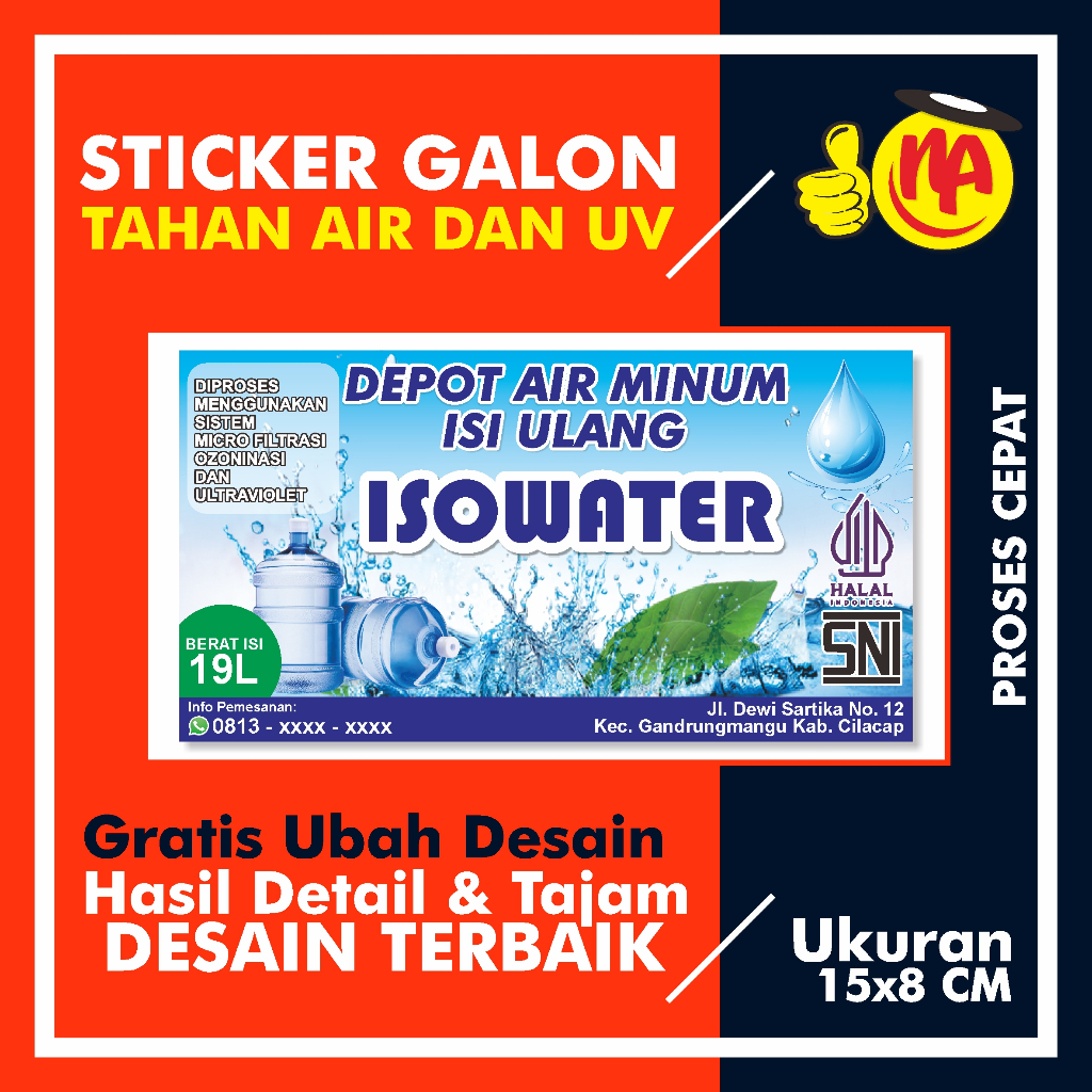 Stiker Galon Isi Ulang Tahan Air dan UV