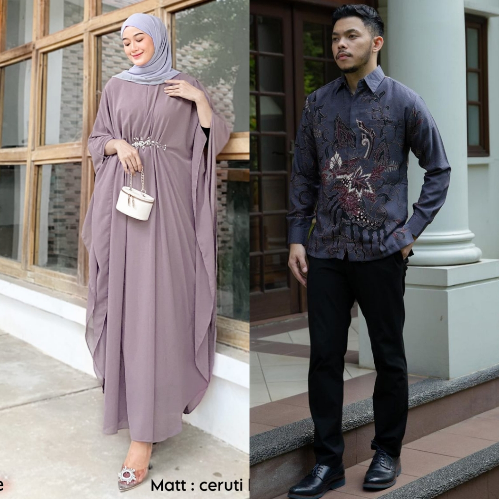 Couple Kaftan Audi dan Kemeja Batik Casual Fashion Muslim Baju Pasangan Lebaran