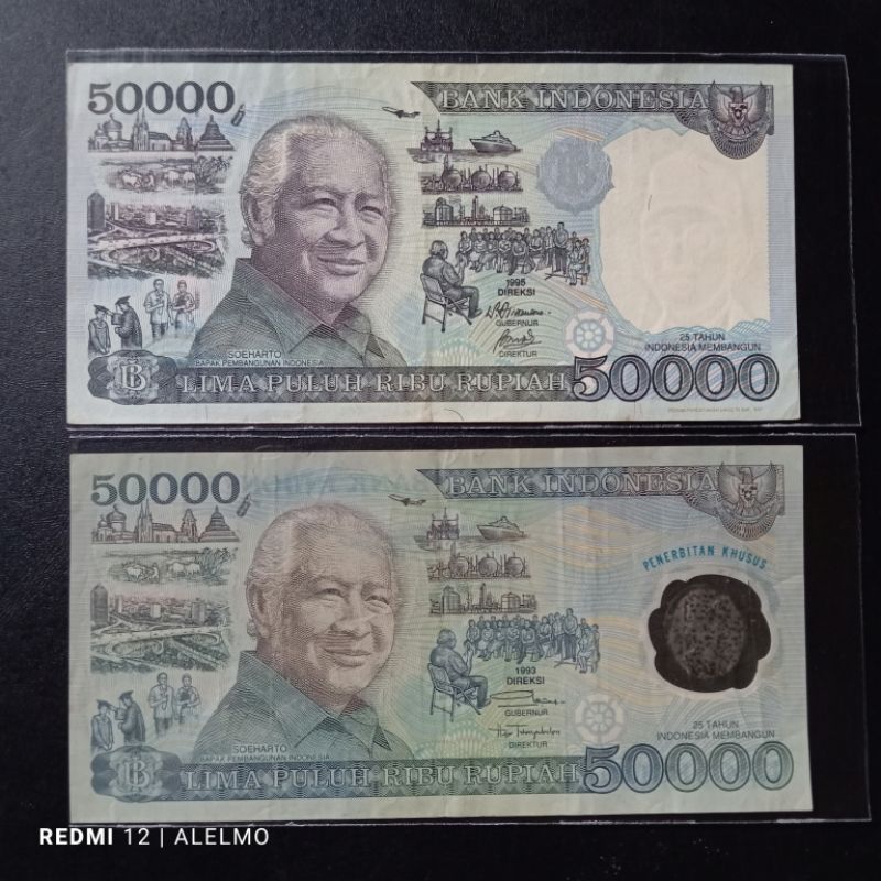 variasi uang 50000 rupiah suharto bekas asli