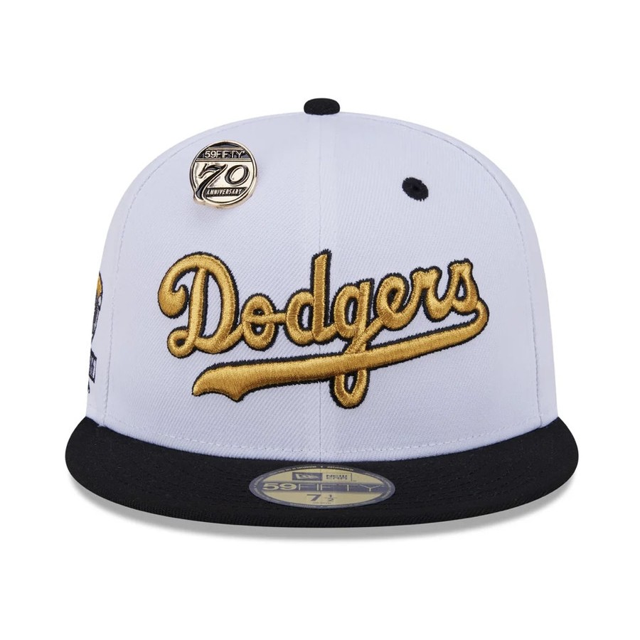 Topi New Era 59Fifty Day 70th Anniversary Los Angeles Dodgers White 5950 Fitted Cap 100% Original Re