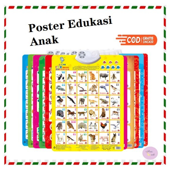 Poster Edukasi Anak Bersuara/ Poster Angka dan Huruf Edukasi Anak/ Poster Bisa Bersuara/ Poster Alfa