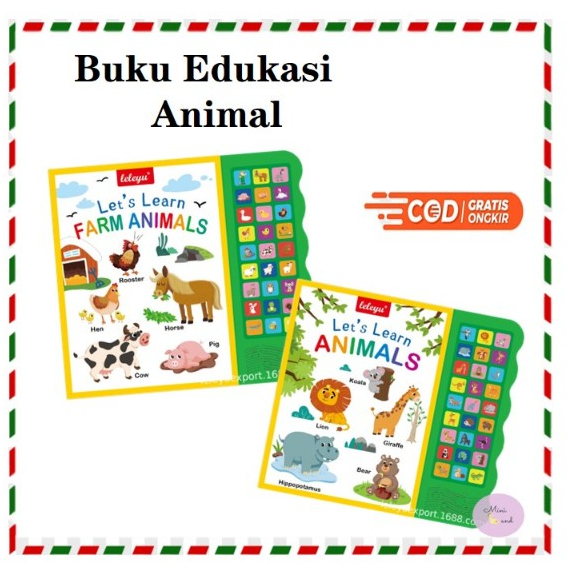 Buku Edukasi Anak Tentang Hewan/ Buku Edukasi Bahasa Inggris/ Buku Belajar Anak Bersuara/ Buku Eduka
