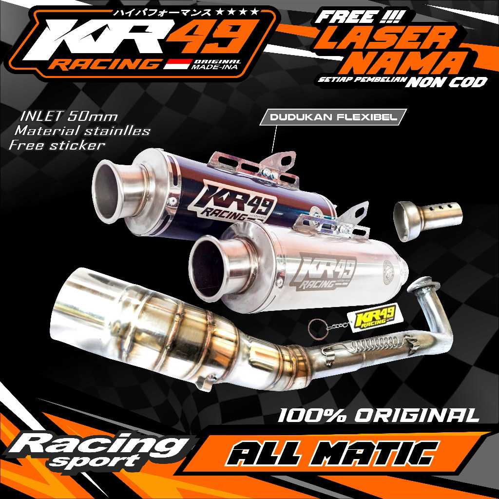 KNALPOT RACING KR49 ORIGINAL mode dbs BEAT VARIO SCOOPY MIO NMAX AEROX GENIO FAZZIO PCX ADV LEXY NEX
