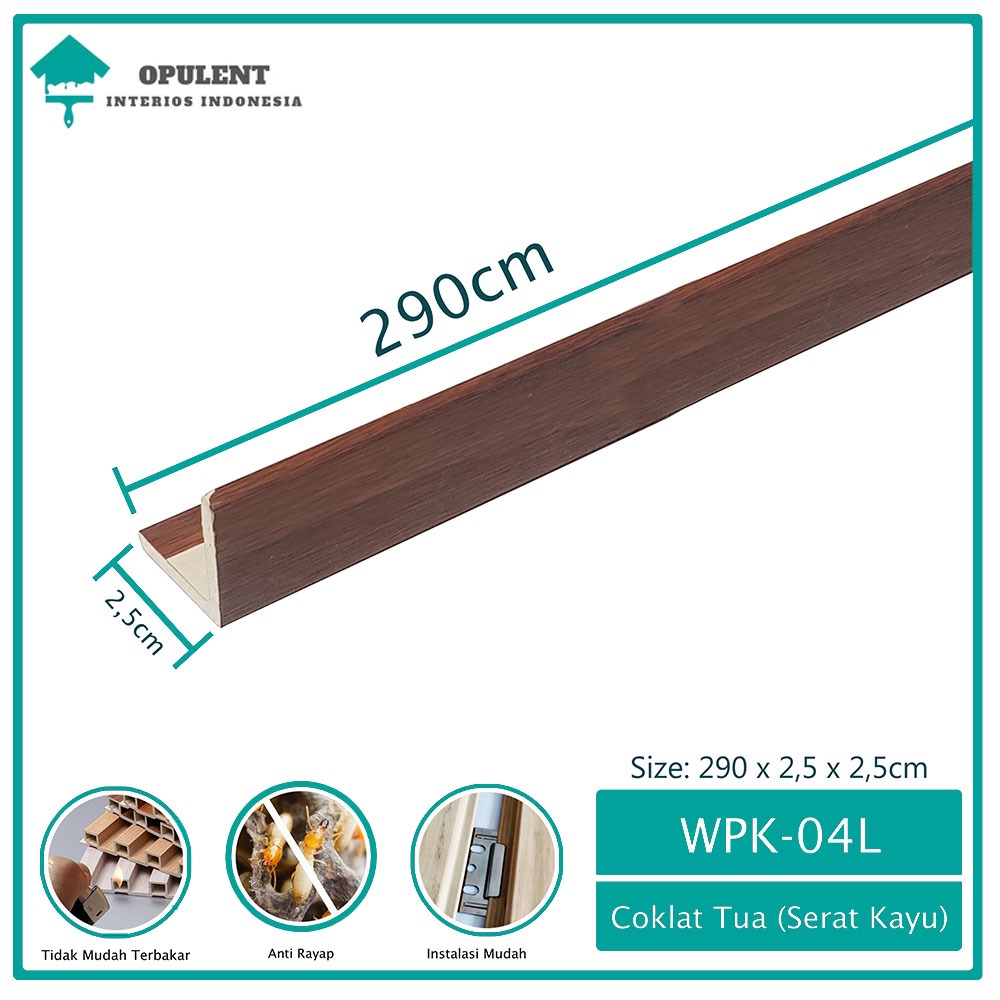 LIST SUDUT SIKU L WPC/ LIST PENUTUP WPC PER BATANG LIS WALL PANEL LIS WPC WPK-04L