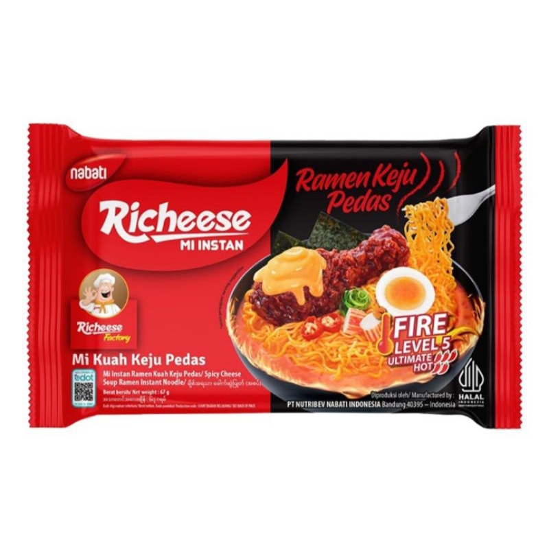 Nabati Richeese Mi Kuah Instan Ramen Keju Pedas Level 5 67 g