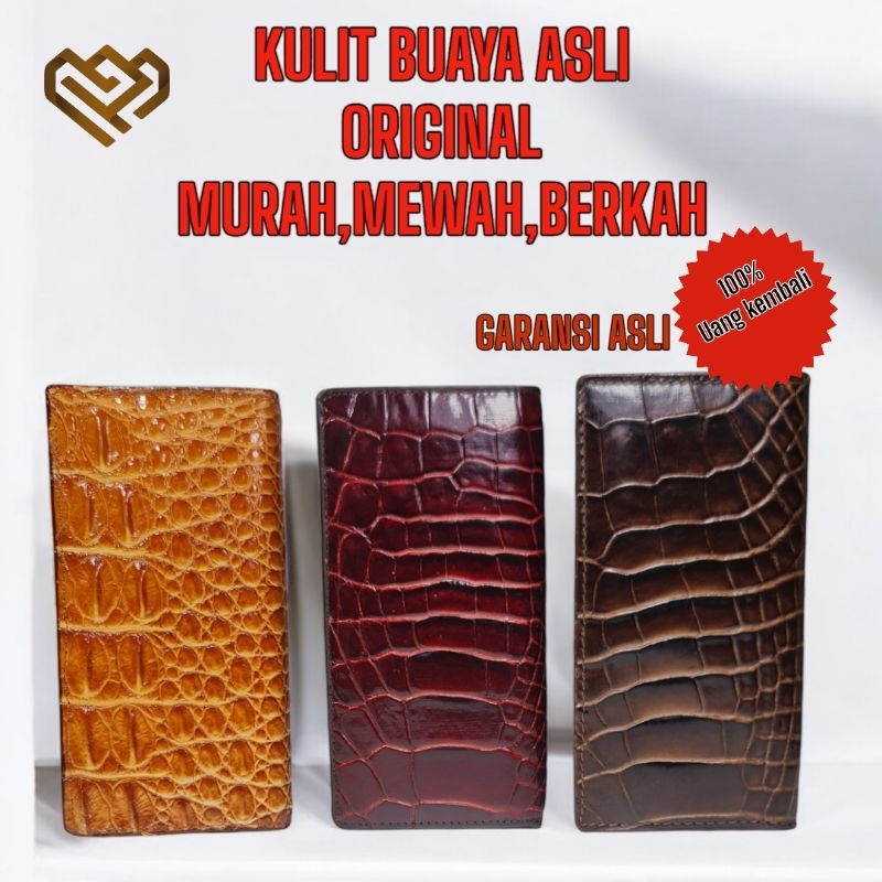 Dompet panjang pasport Lipat Pria Kulit Buaya Asli croco PREMIUM  Original Kulit Buaya mewah PHANTOM