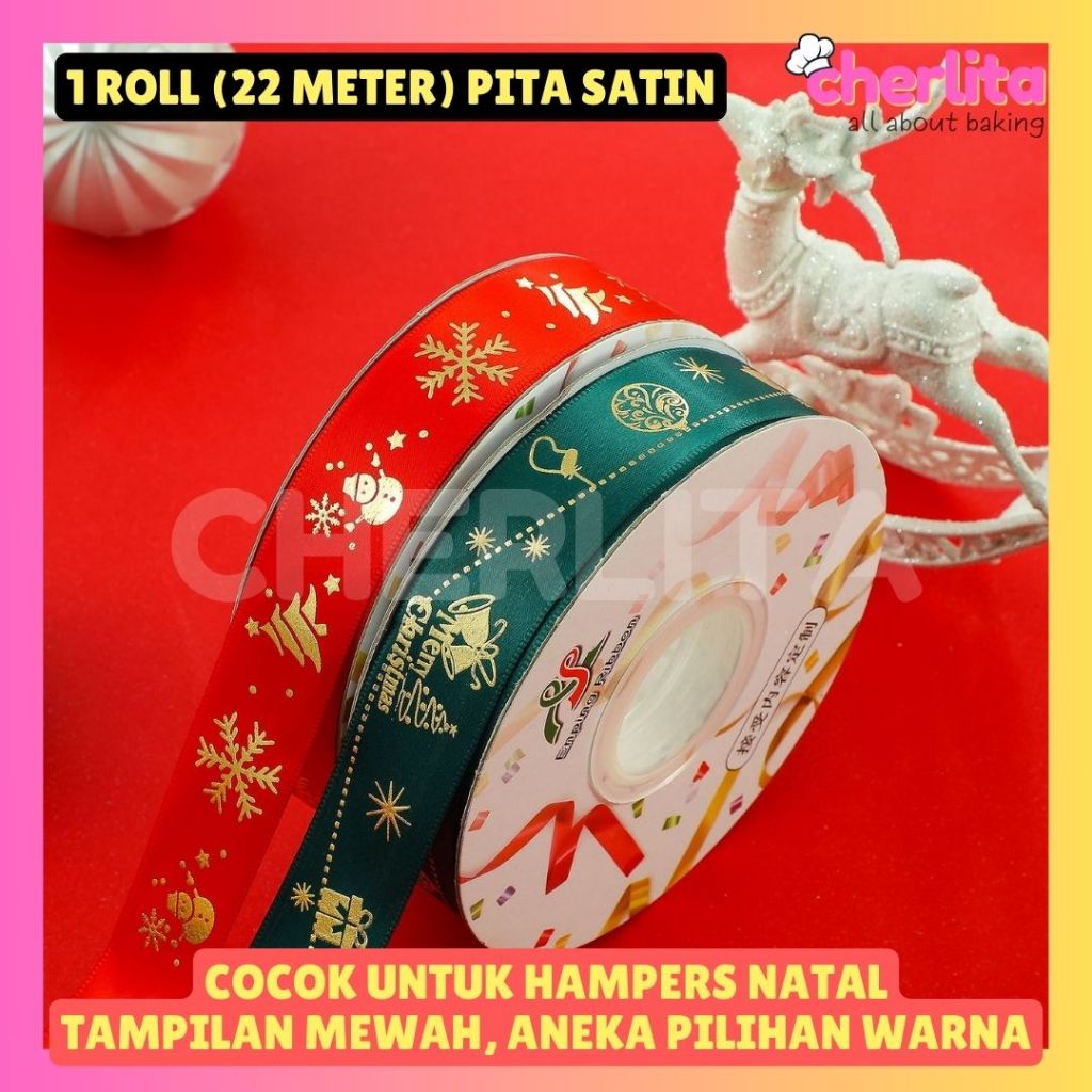 

Pita Natal Christmas Satin 25 Yard 22 Meter Ribbon Kado Hampers