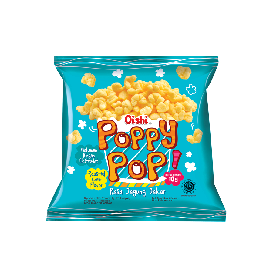 

OISHI POPPY POP 10gr JAGUNG BAKAR 10 GR CEMILAN ANAK JAGUNG BAKAR MAKANAN RINGAN SNACK GROSIR MURAH BISKUIT