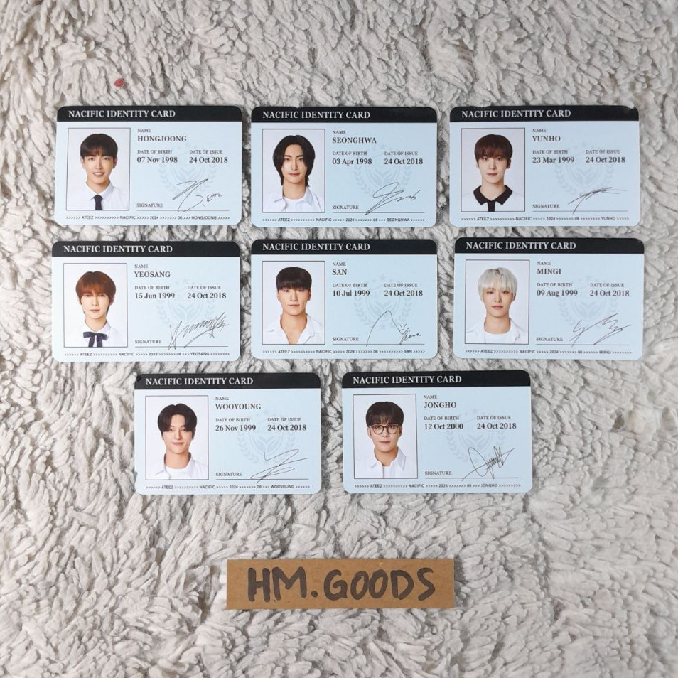 [ID CARD] Photocard Nacific Ateez R6 Seonghwa Hongjoong Yunho Yeosang San Mingi Wooyoung Jongho