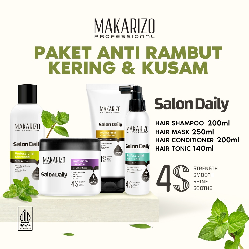 MAKARIZO PROFESSIONAL SALON DAILY PAKET ANTI RAMBUT KERING DAN KUSAM