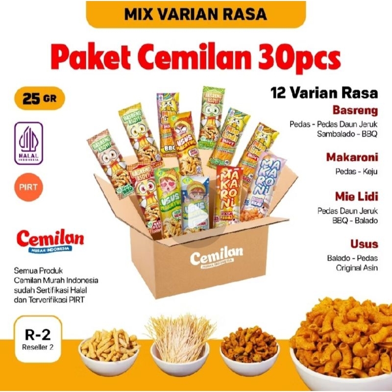 

Paket Cemilan 30 pcs | Mie Lidi | Basreng Asoy | Usus Maknyus | Makaroni