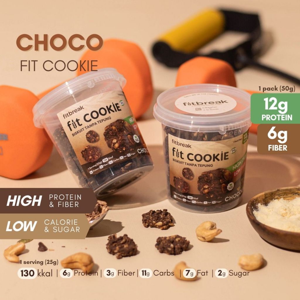 

Choco Fit Cookie Tanpa Tepung Rendah Gula/ Healthy Snack/ Biskuit Sehat/ Biskuit Diet/ Oats Cookies