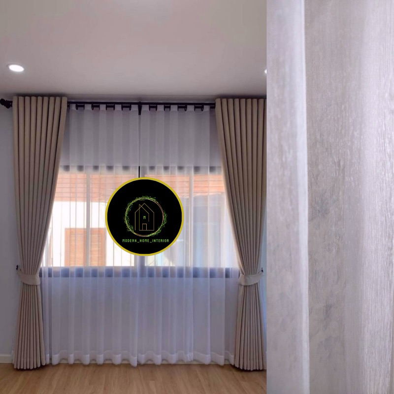 Vitrase Gorden Sable Tebal Putih Polos Serat Import Model Lubang Smokring Minimalis Vitrase Pintu Je